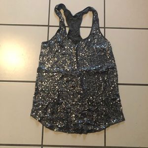 Express size small gray sequin tank top